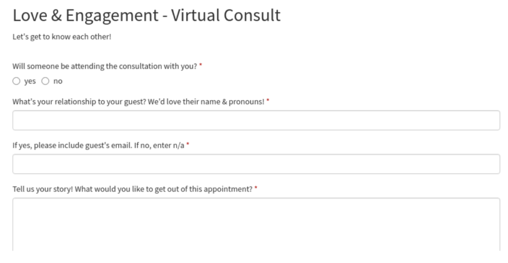 signup form for a vitual consult at catbird