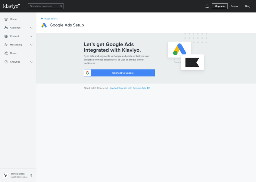 google ads setup screen