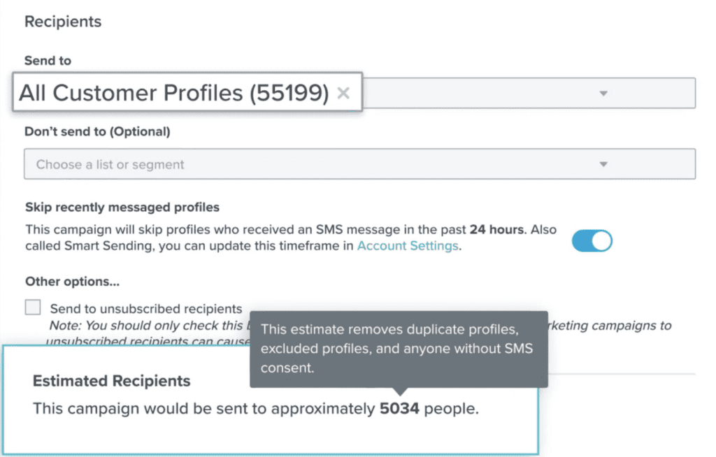 Klaviyo SMS compliance functionality in platform