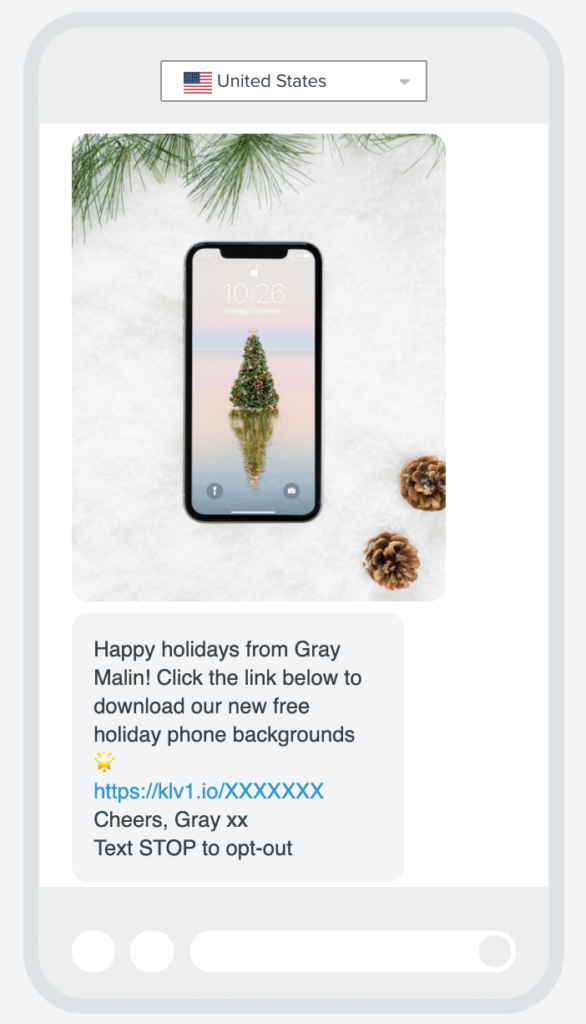 mobile phone with a picture of christmas tree