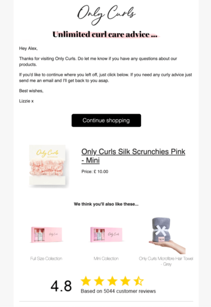 only curls product email