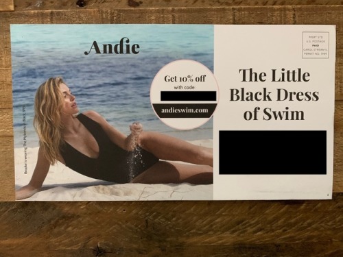 Andie postcard: The Little Black Dress of Swim. Image of women in bathing suit.