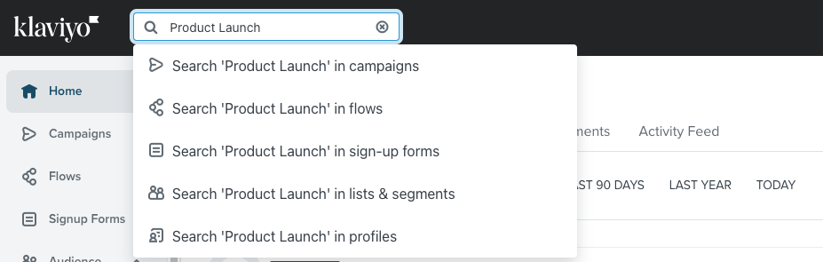 Search product launch using the new quick search funtionality