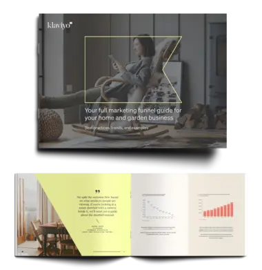 Klaviyo logo outline highlighting a woman in a rocking chair using her tablet