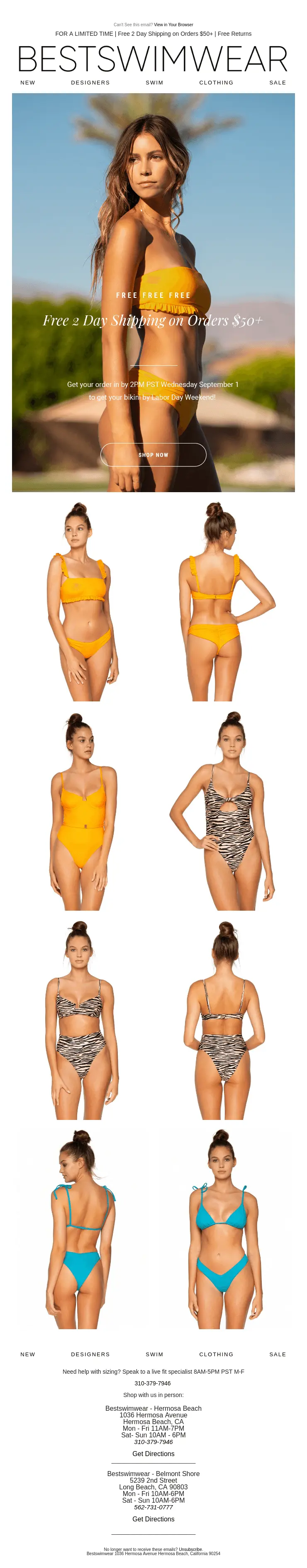 Image shows a marketing email from Best Swimwear