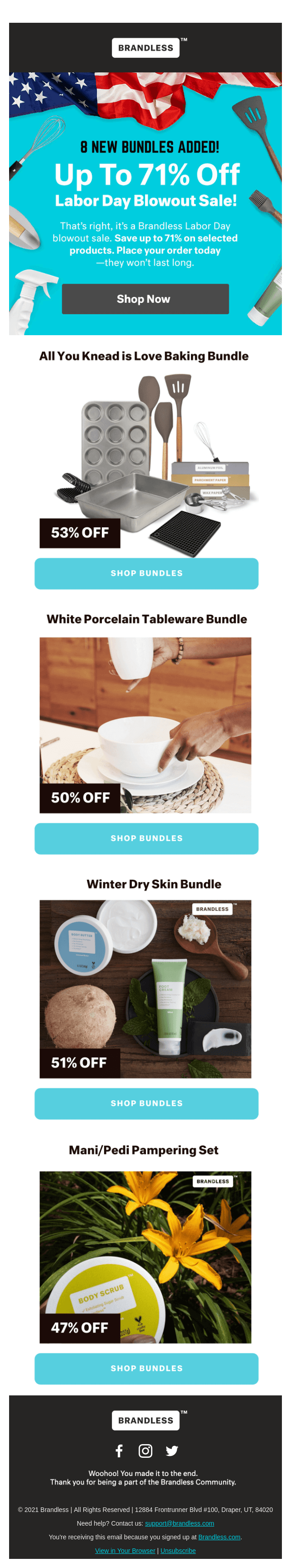 Image shows a marketing email from Brandless