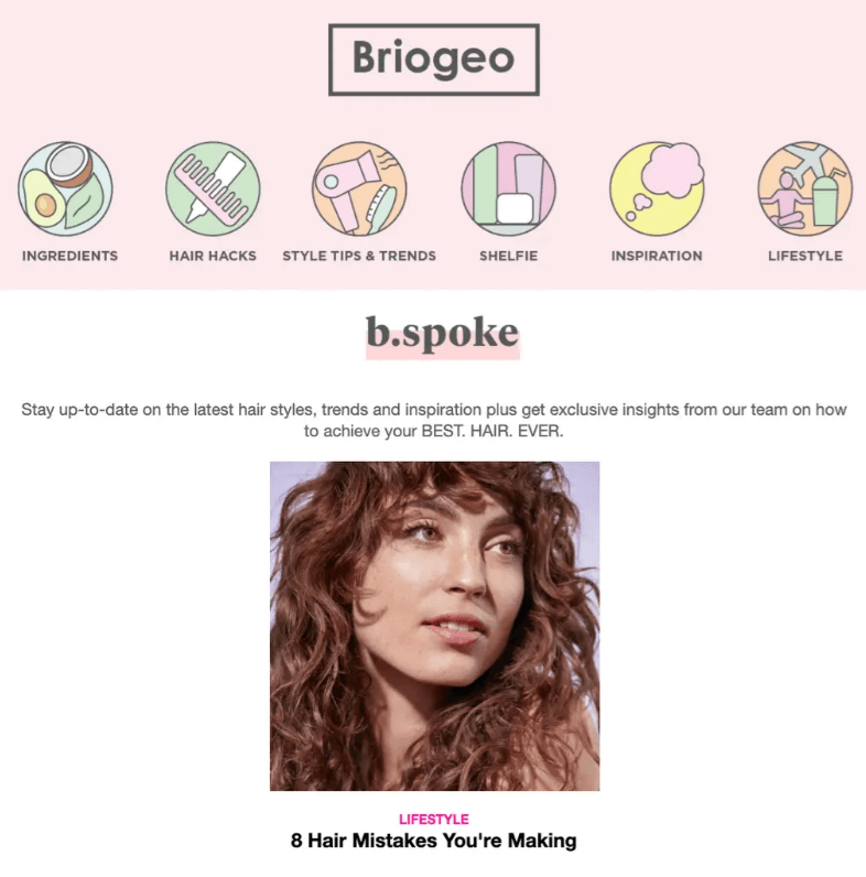 Image shows an MMS marketing message from Briogeo