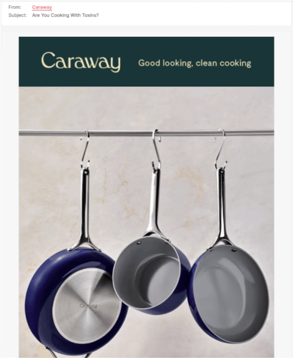 Image shows a marketing email from Caraway