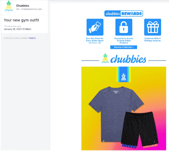 Image shows a marketing email from Chubbies