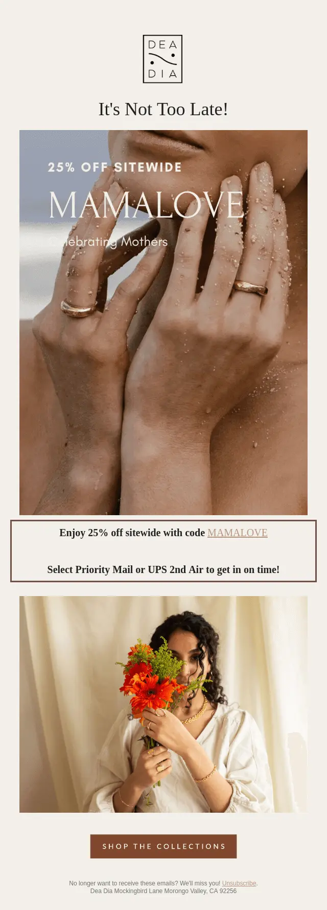  Image shows a mother’s day email campaign from DeaDia