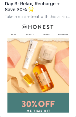 Image shows a subject line from The Honest Company that only has 1 emoji