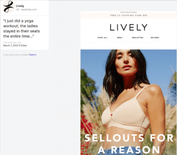 Image shows a marketing email from Lively