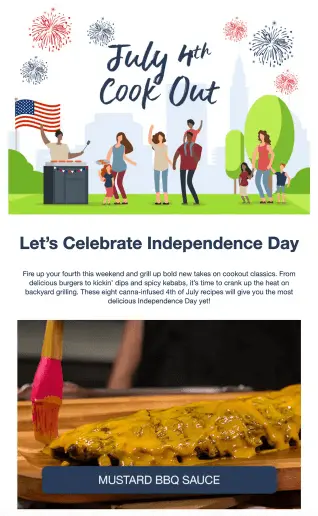 Image shows a 4th of July marketing campaign with a bbq