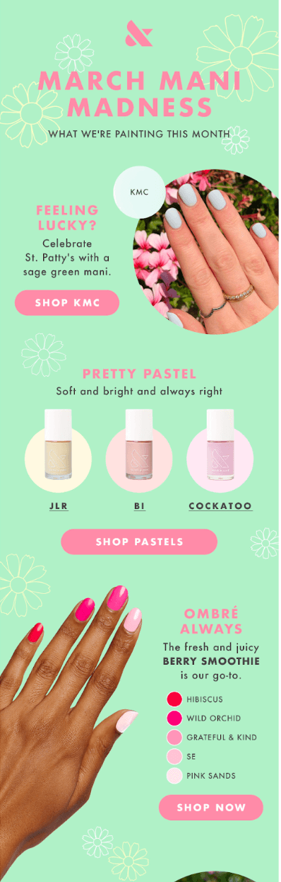 March-Madness-Olive&June-linkedin-cbs-new-york Image shows a marketing email from Olive & June