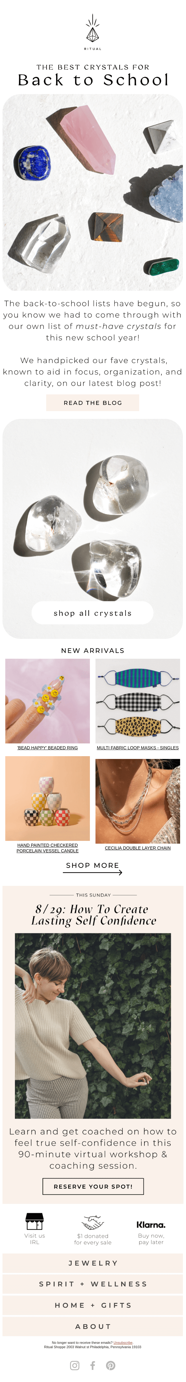 Ritual-Shoppe-school-shoppers-back-to-college Image shows a back-to-school email from Ritual Shoppe