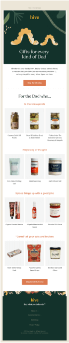 Hive-brands-fathers-day-marketing-campaign-ideas-conversions Image shows an email from Hive Brands