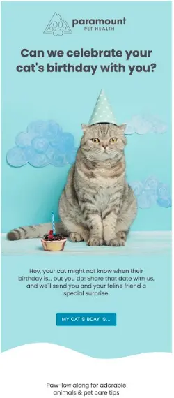Image shows a marketing email from Paramount Pet Health