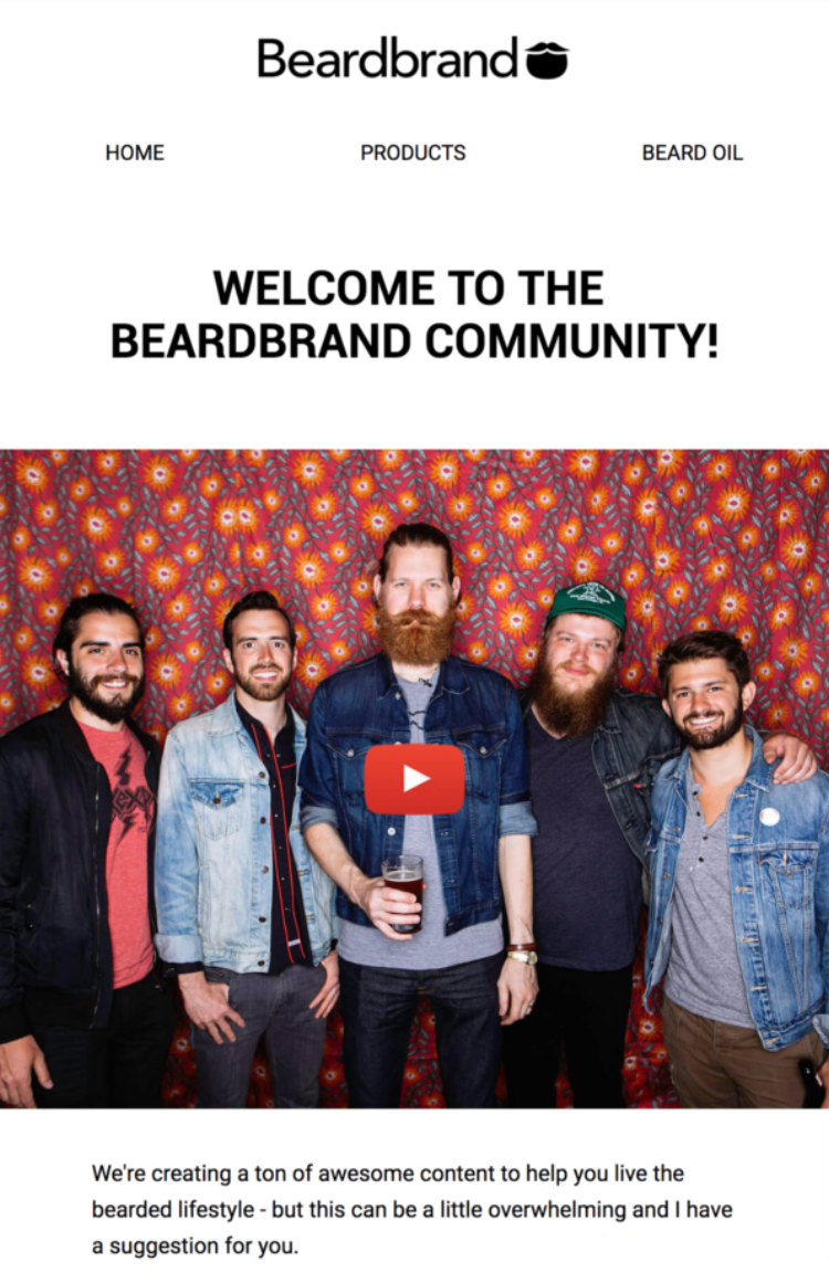 video in email template Beardbrand
