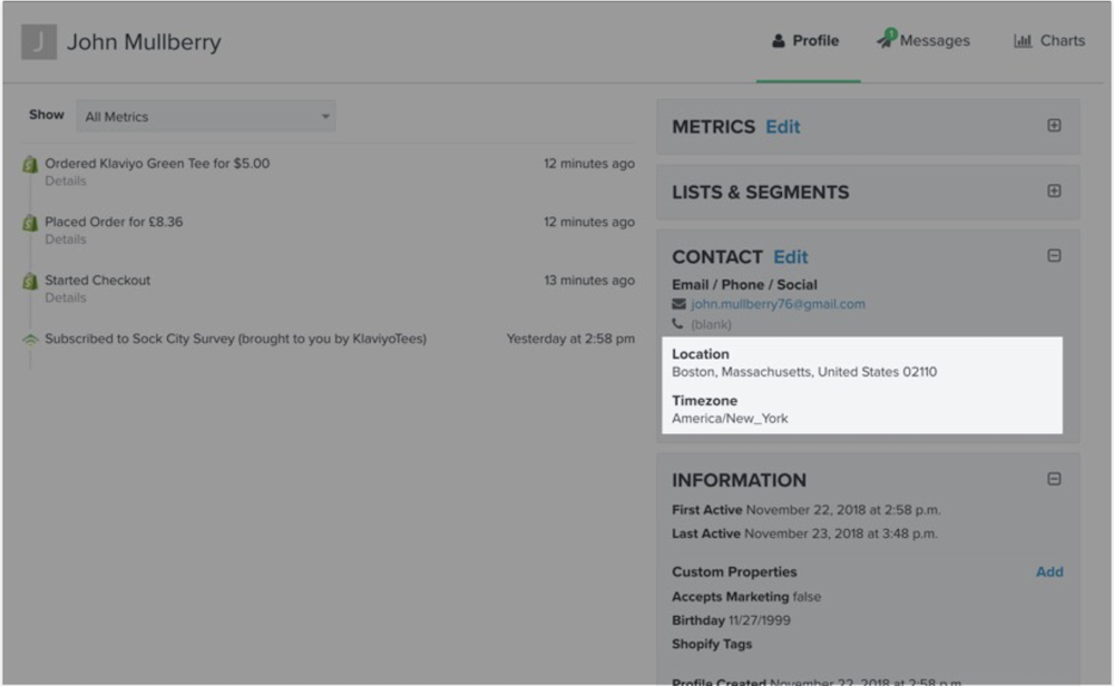 Image shows a screen from a Klaviyo dashboard showing how to set your email sends to the audience’s time zone.