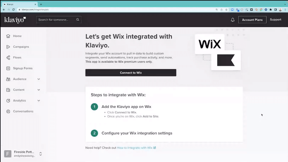 ecommerce-site-providers-wix-store-inventory-management-pop-up Image shows the Klaviyo and Wix integration if you already have a Wix website.