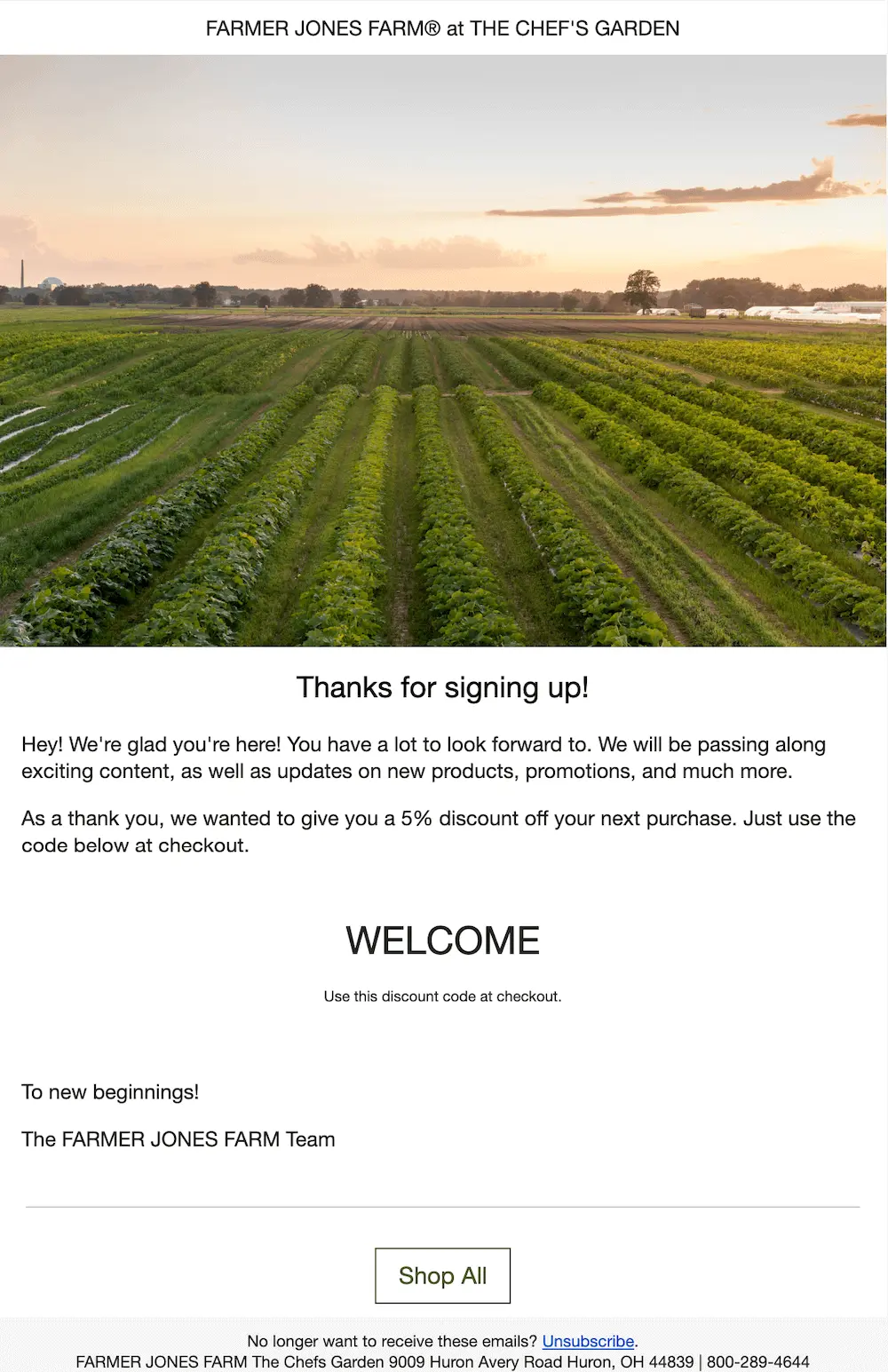Image shows email campaigns from Farmer Jones