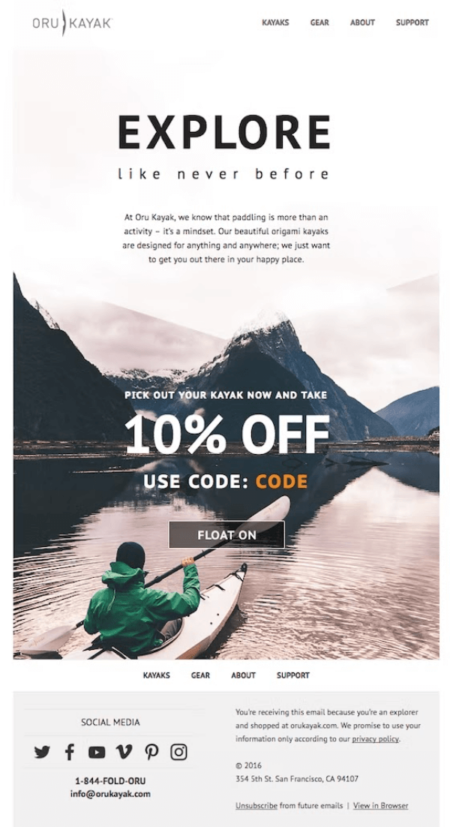 guy in a kayak in an email image