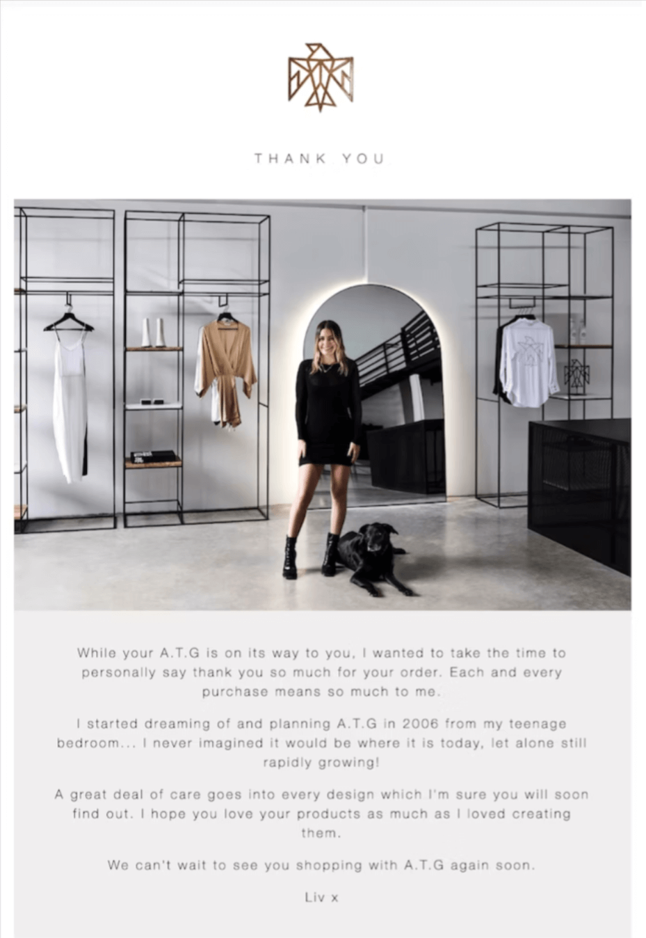 All-Things-Golden Image shows a post-purchase email from All Things Golden