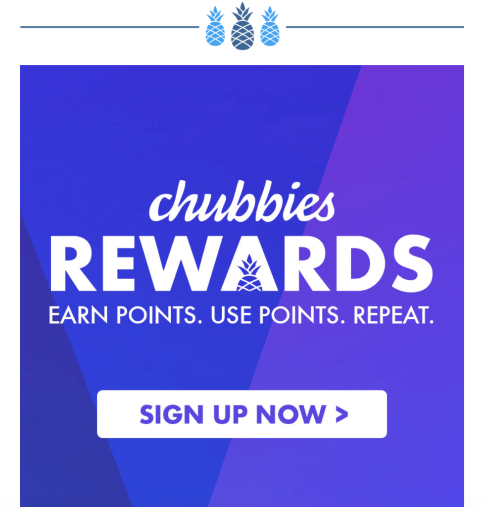 new-customers-target-audience-Chubbies Image shows a sign-up form from a Chubbie’s email with a bright purple background.