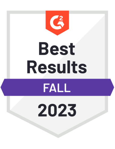 G2 badge for Best Results Fall 2023