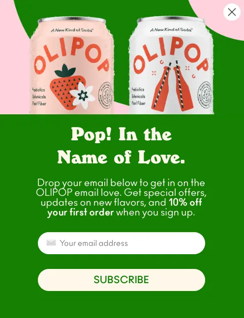 green olipop sign up form collecting email addresses