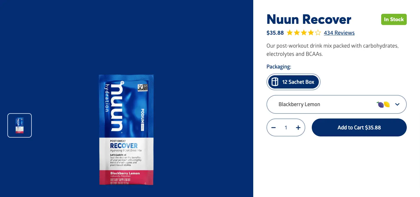 nuun product with review stars above the price