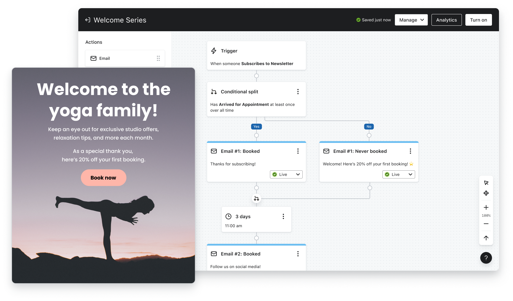 Example of Wellness welcome flow.