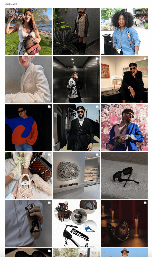 Image shows UGC photos tagged with the #italistbyyou branded hashtag on Instagram.