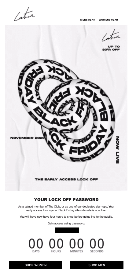 couture email with white and black chains linked together
