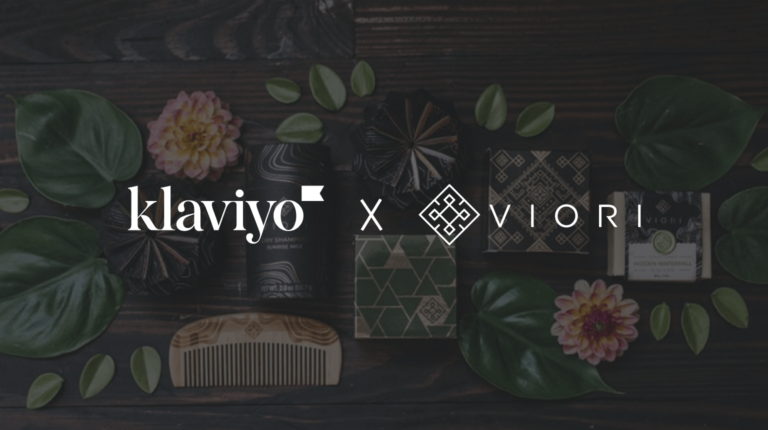 Klaviyo and Vioro logos over image of flowers, boxes, and a comb