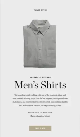 a folded grey men's t-shirt in a taylor stich email