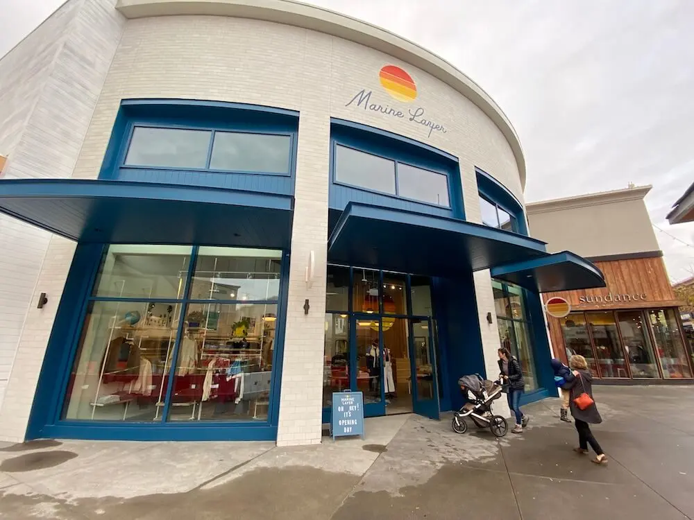 Image shows the Marine Layer storefront.
