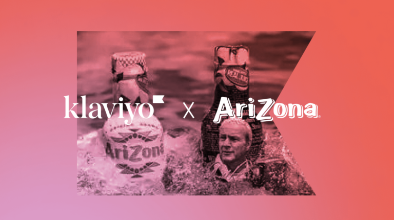 Klaviyo and AriZona logos over image of two bottles