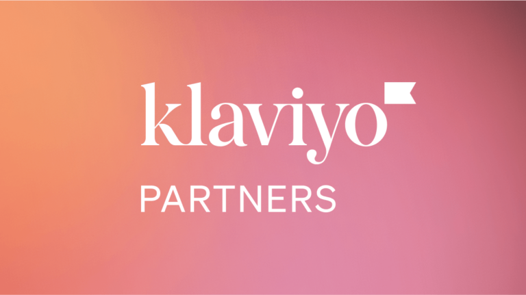 Klaviyo Partners logo in white against an orange and pink gradient background