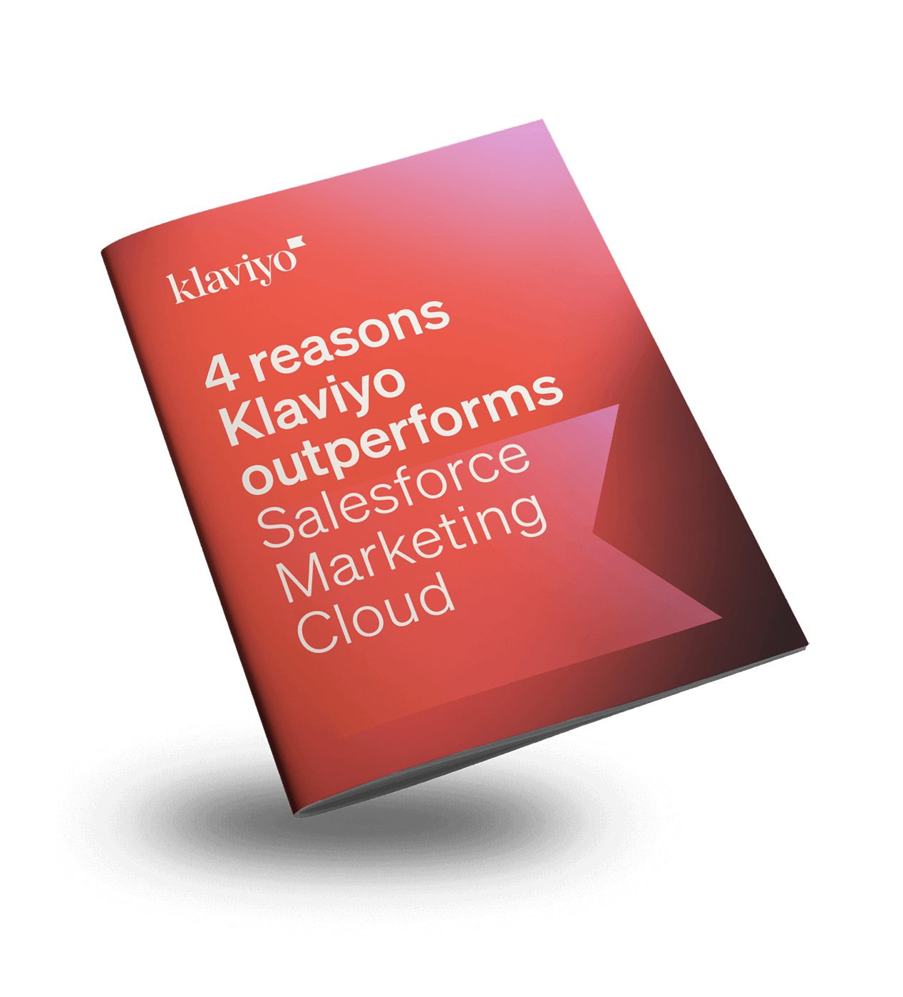 poppy-colored cover of guide with the Klaviyo logo in the top left corner and the title "4 reasons Klaviyo outperforms Salesforce Marketing Cloud"