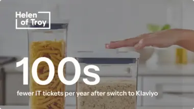 100s fewer IT tickets per year after switch to Klaviyo