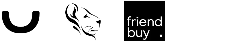 Friendbuy logo with white text on a black background.