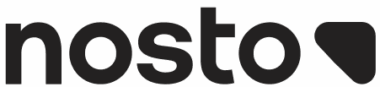 Nosto logo with stylized text and a geometric shape.