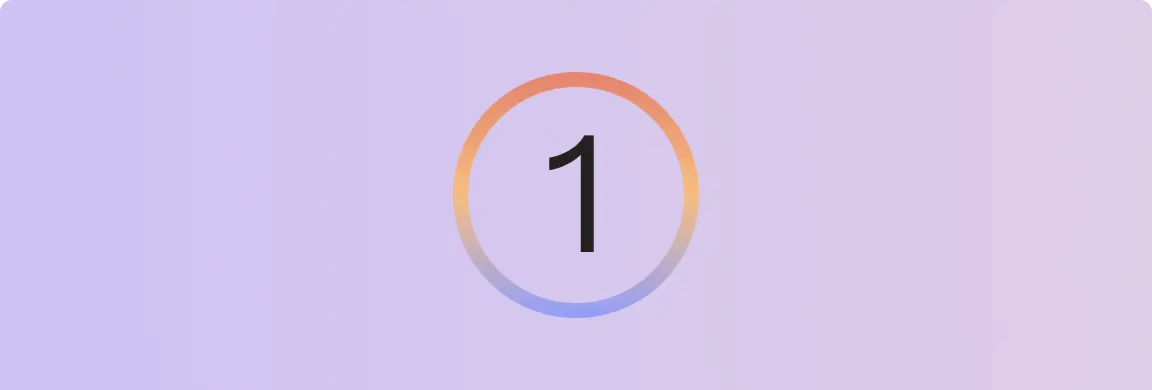 Number 1 inside a gradient circle on a light purple background.