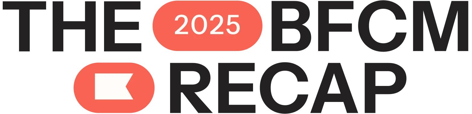 The 2025 BFCM Recap logo with stylized text and icons.